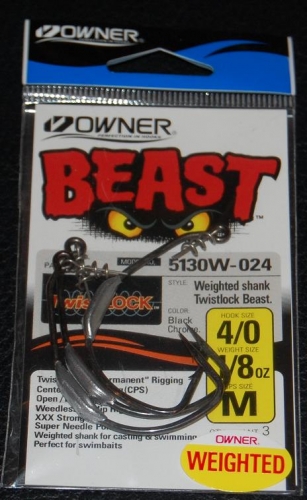 Owner WEIGHTED BEAST with TWISTLOCK Size 4/0 Hook 1/8 oz Weight