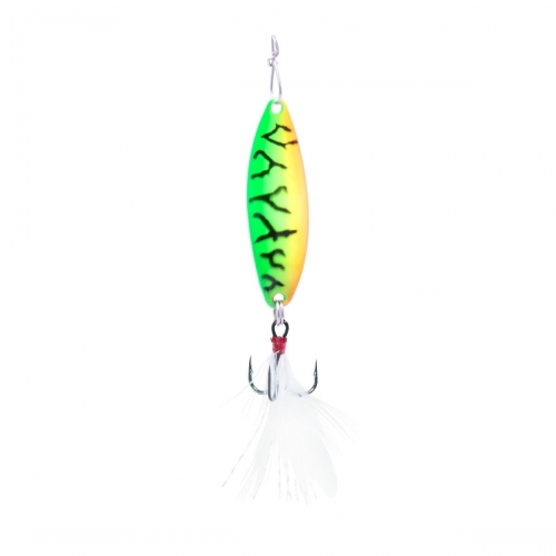Clam Outdoors Leech Flutter Spoon 1/16 oz Glow Firetiger Lightning