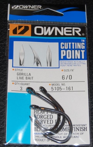 Owner 5105 Gorilla Hooks Size 6/0 Jagged Tooth Tackle