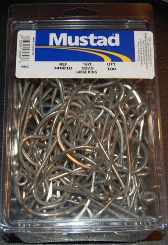 Pack of 2 Mustad 3407DT 10/0 Classic O'Shaughnessy Fishing Hooks