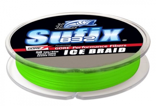Sufix 50 Yard 832 Advanced Ice Braid Fishing Line - 8 Lb. - Neon