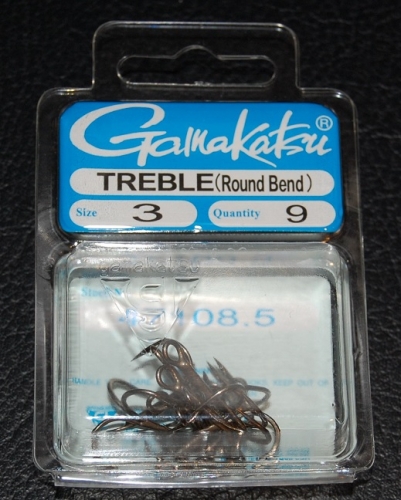 Gamakatsu 471 Bronze Round Bend Treble Hooks Size 3 Jagged Tooth Tackle