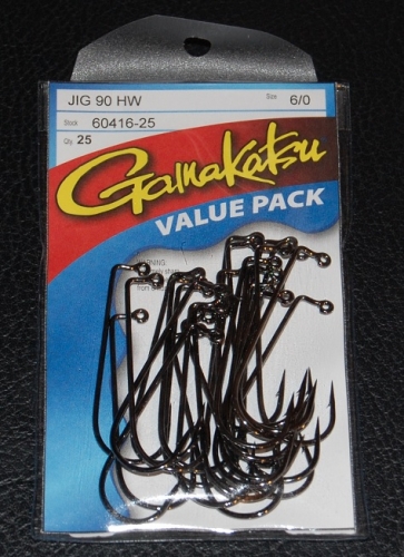 Gamakatsu 604 Heavy Wire 90 degree Black jig Hooks Size 6/0