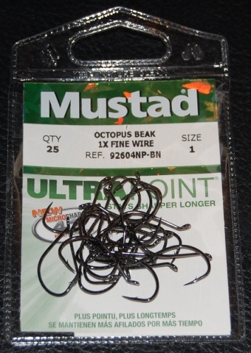 Mustad 92604NP-BN Ultra Point Octopus Beak Hooks Size 1 Jagged Tooth Tackle