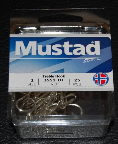Mustad 3551-DT Duratin Treble Hooks Size 2 Jagged Tooth Tackle
