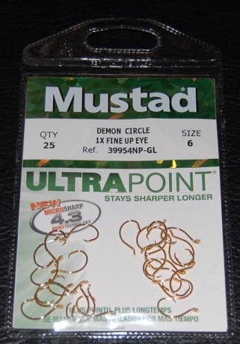 Mustad 39954 Gold Demon Perfect Circle Hooks Size 6 Jagged Tooth Tackle