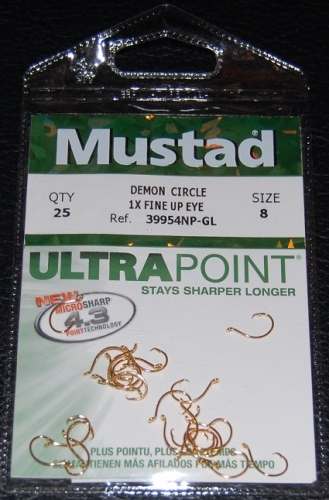 Mustad 39954 Gold Demon Perfect Circle Hooks Size 8 Jagged Tooth Tackle