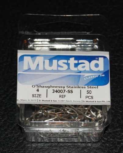 Mustad 34007-SS Stainless Steel O'Shaughnessy Hooks Size 4 Jagged Tooth  Tackle