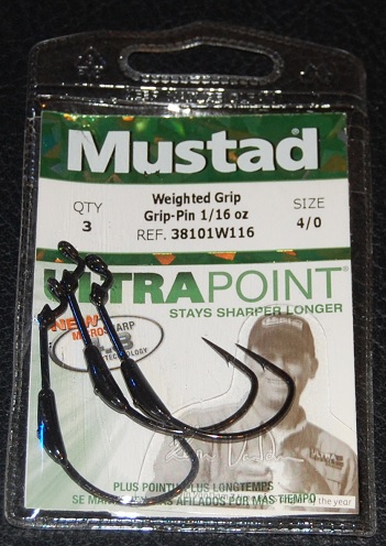 Mustad 38101W Weighted KVD Grip Pin Size 4/0 1/16 oz Jagged Tooth Tackle