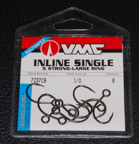 VMC 7237 Inline Single Hooks Size 1/0 Jagged Tooth Tackle