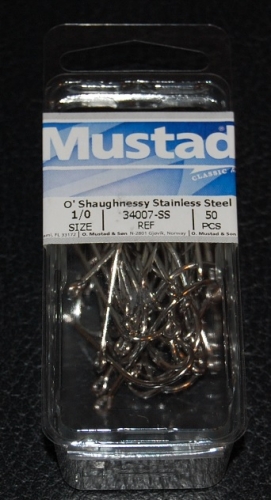 Mustad 34007-SS Stainless Steel O'Shaughnessy Hooks Size 1/0 Jagged Tooth  Tackle