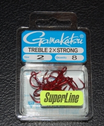 Gamakatsu 573 Red 2X Strong Treble Hooks Size 1 Jagged Tooth Tackle
