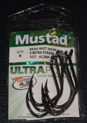 Mustad 412NP-BN 3X Strong Skipjack Bend Beak Hooks Size 6/0 Jagged Tooth  Tackle