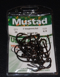 Mustad 9174NP-BN O'Shaughnessy Live Bait Hooks Size 6/0 Jagged Tooth Tackle