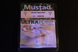 Mustad 233NP-BLNR White Dressed Treble Hooks Size 6 Jagged Tooth Tackle