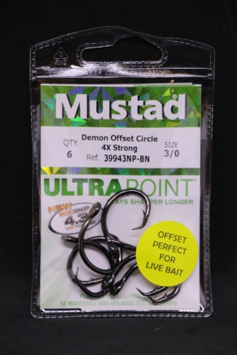 Mustad 39943NP-BN 4X Strong Circle Hooks Size 10/0 Jagged Tooth Tackle