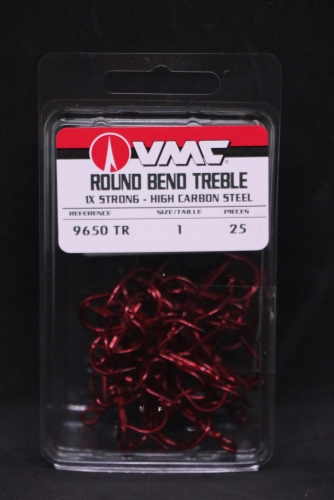VMC 9650TR Tin Red Treble Hooks Size 1 Jagged Tooth Tackle
