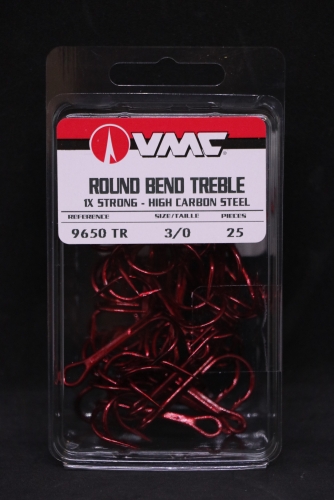 VMC 9650TR Tin Red Treble Hooks Size 3/0 Jagged Tooth Tackle