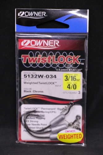Owner 5132W WEIGHTED TWISTLOCK 3X w/ Centering Pin - Size 4/0 3/16 oz