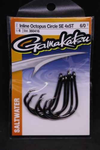 Gamakatsu Octopus Hooks, Circle 4X Strong, Straight Eye - Size 1/0