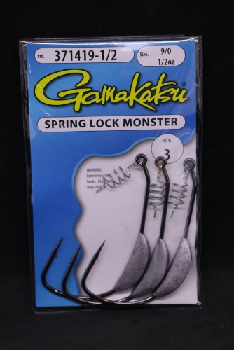 Gamakatsu Spring Lock Monster Hooks Size 9/0 1/2 oz Jagged Tooth Tackle