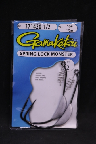 Gamakatsu Spring Lock Monster Hooks Size 10/0 1/2 oz Jagged