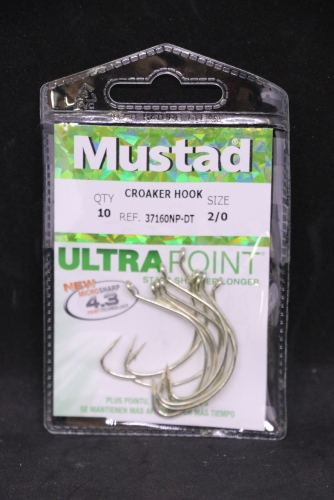 Mustad 37160NP-DT Duratin Croaker Wide Gap Hooks Size 2/0 Jagged