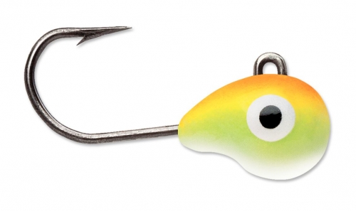 VMC Tungsten Tubby Jig 1/32 oz Orange Chartreuse Glow Jagged Tooth Tackle