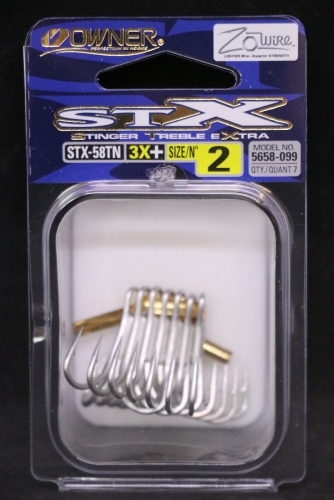 Owner Stinger X 58 Zo-Wire Treble Hooks Size 2 Jagged Tooth Tackle