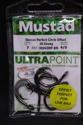 Mustad 39943NP-BN 4X Strong Circle Hooks Size 4/0 Jagged Tooth