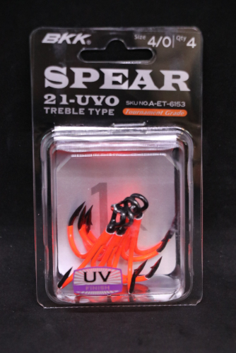 BKK Spear-21 UVO Treble Hooks Size 4/0 Jagged Tooth Tackle