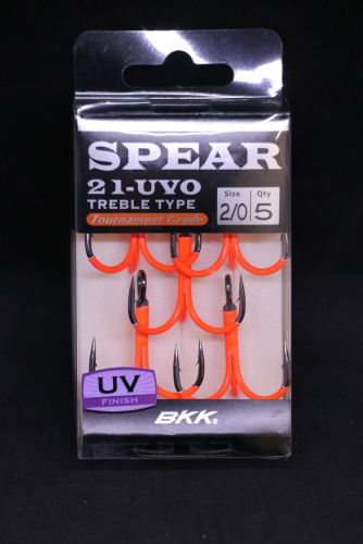 BKK Spear-21 UVO Treble Hooks Size 2/0 Jagged Tooth Tackle