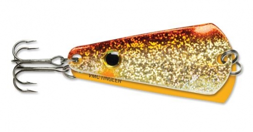 VMC Tingler Spoon 3/16 oz Flutter Lure Glow Gold Fish Jagged Tooth Tackle