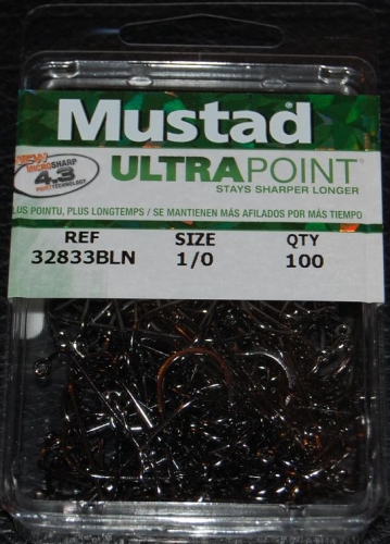 Mustad 32833NP-BN Ultra Point 2X Jig Hooks Size 1/0 Jagged Tooth