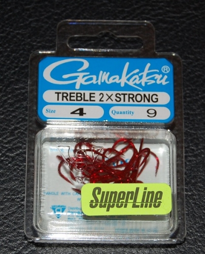 Gamakatsu 573 Red 2X Strong Treble Hooks Size 4 Jagged Tooth Tackle
