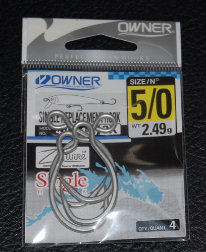 Owner 4102 Single Replacement Hook XXX-Strong Size 5/0 Jagged Tooth Tackle