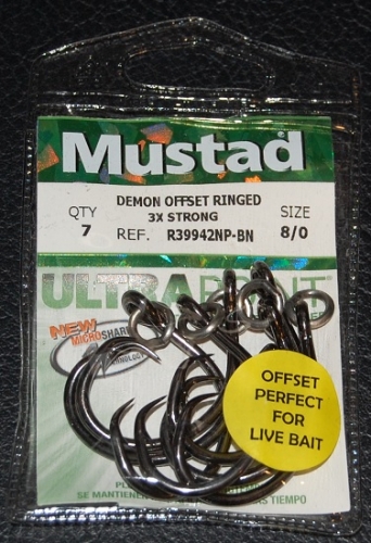 Mustad R39942 Ultra Point Ringed Circle Hooks Size 8/0 Jagged