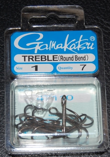 Gamakatsu 471 Bronze Round Bend Treble Hooks Size 1 Jagged