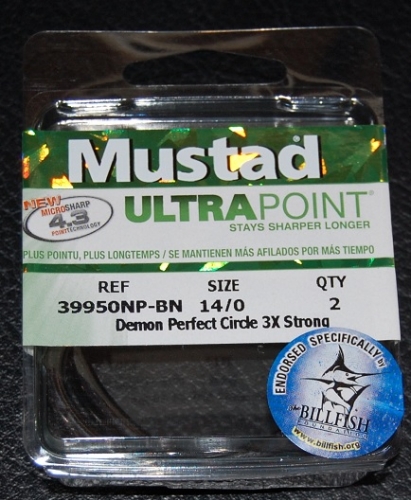 Mustad 39950NP-BN Demon Perfect Circle Hooks Size 14/0 Jagged Tooth Tackle