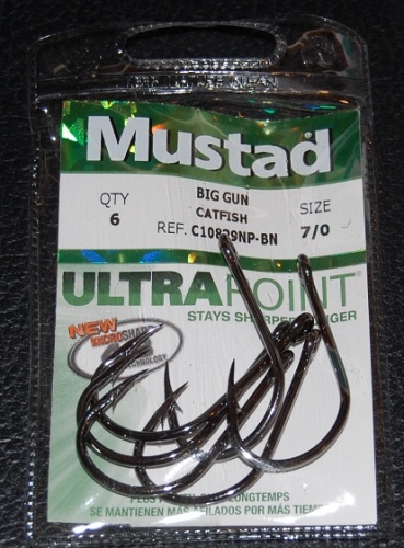 Mustad C10829NP-BN Big Gun Catfish Hooks Size 7/0 Jagged Tooth Tackle