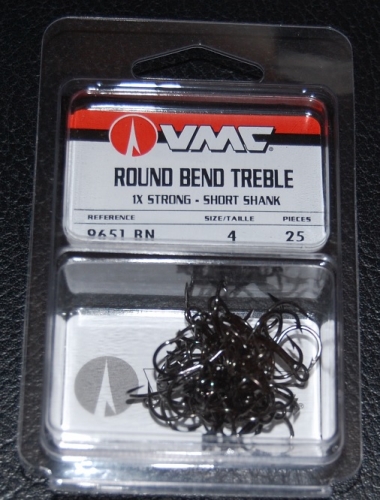 VMC 9651 Round Bend Treble 1X Short Shank - Size 6