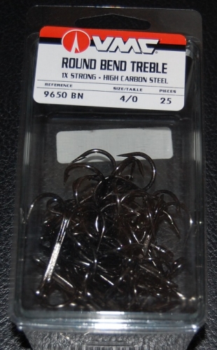  VMC 9650 Round Bend Treble Hooks Size: 3/0 : Treble