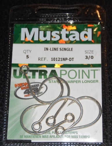 Mustad 10121NP-DT Kaiju Inline Single Hooks Size 3/0 Jagged Tooth Tackle