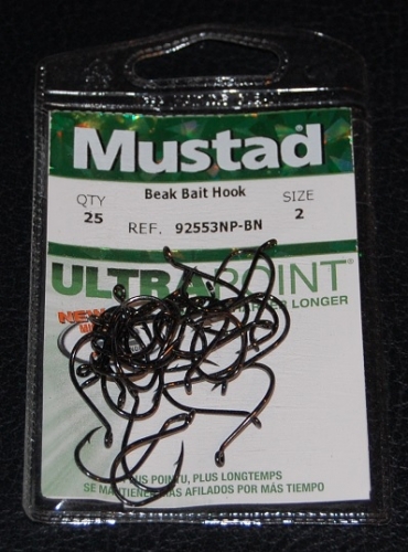 Mustad 92553NP-BN Octopus Beak Bait Hooks Size 2 Jagged Tooth Tackle