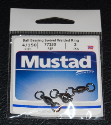 Mustad Ball Bearing Swivel with Welded Rings Size 4/150