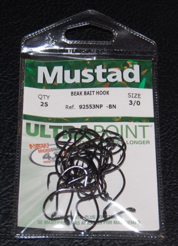 Mustad 92553NP-BN Octopus Beak Bait Hooks Size 3/0 Jagged Tooth Tackle